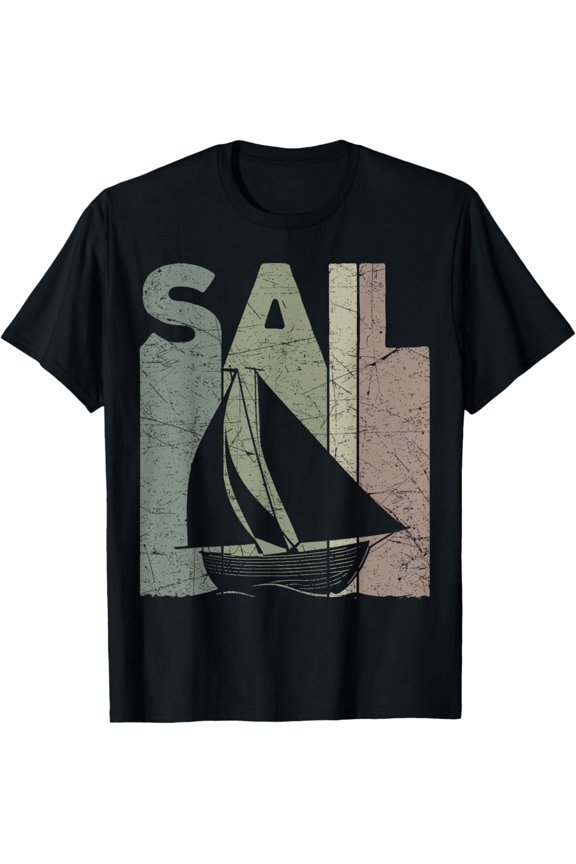 Sail Vintage Sailboat Boating Retro Sailing Boat Sailor T-Shirt All Size S-5XL