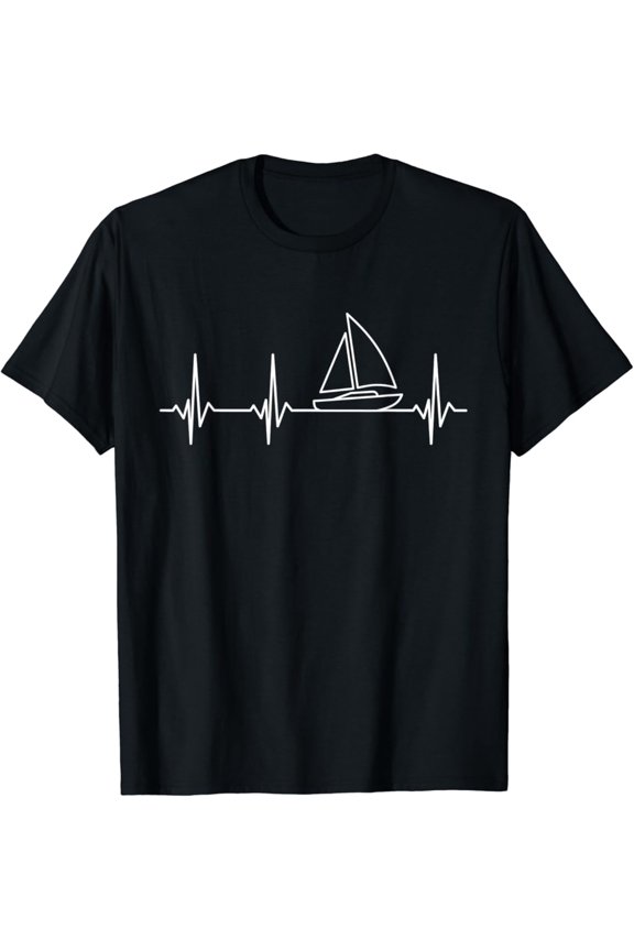 Sailing Heartbeat Sailboat Sailors T-Shirt All Size S-5XL