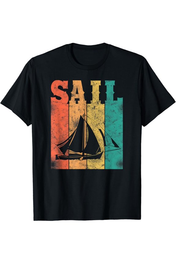 Sailing Sail Sailboat Vintage Retro T-Shirt All Size S-5XL