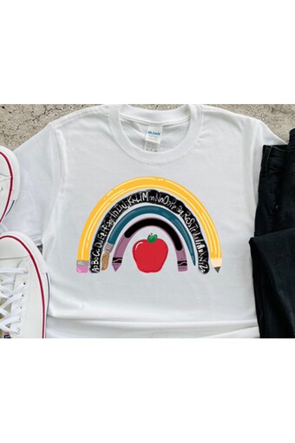 School Rainbow Shirt, Alphabet Rainbow Shirt, ABC Pencil Rainbow Shirt, School Teacher Shirt, Elementary Teacher Outfit, Teacher Gift