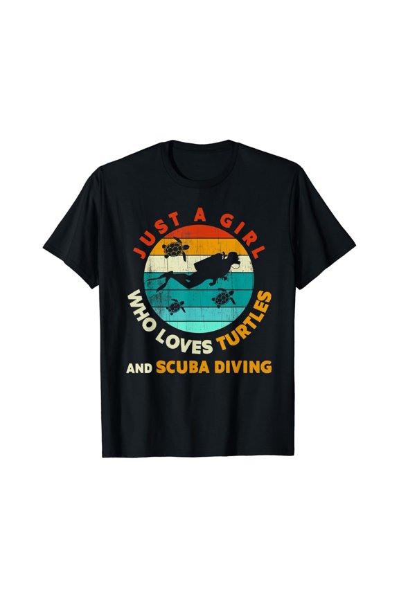 Scuba Diver Gift- A Girl Who Love Turtles And Scuba Diving T-Shirt All Size S-5XL