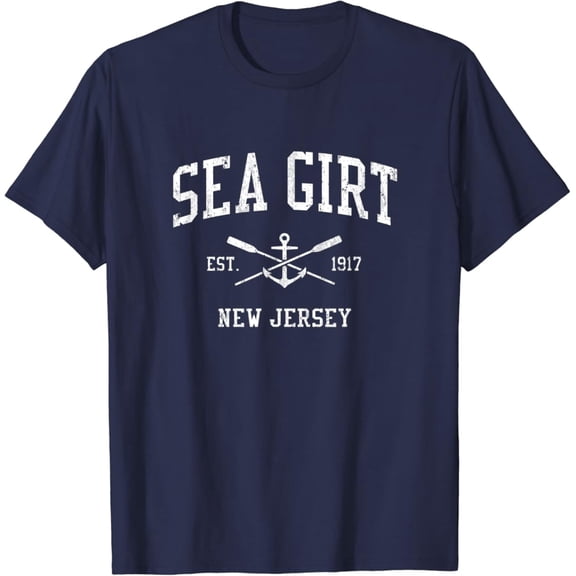 Simple Fit Sea Girt Nj Vintage Crossed Oars & Boat Anchor Sports T-Shirt All Size S-5XL