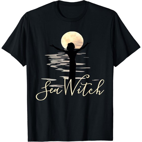 Simple Fit Sea Witch, Wiccan, Pagan, Beach Design T-Shirt