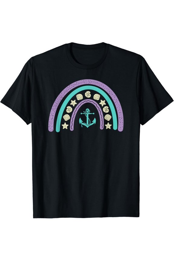 Seashell Anchor Rainbow - Nautical Beach T-Shirt