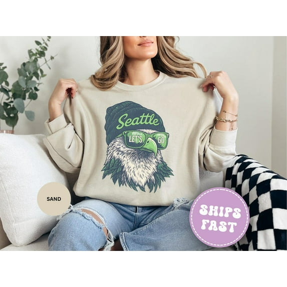 Simple Fit Seattle Football Vintage Eagle Sweatshirt – Retro Northwest Sports Fan Sweater, Unisex Game Day Graphic Top, Trendy Tailgate Gift All Size S-5XL