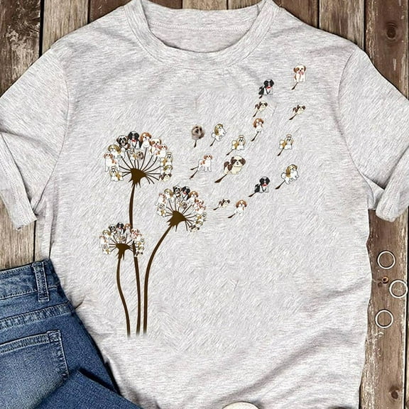 Simple Fit Shih Tzu Dog Dandelion Flower Animal Lovers Men Women T-Shirt - Gift Fo... Gift For Him/Her Gift For Him/Her