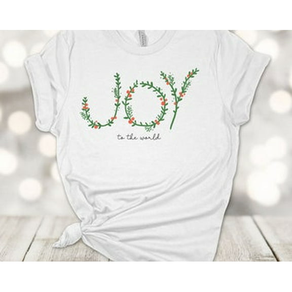 Simple Fit Shirt, Joy To The World, Greenery, Garland, Holly Berries, Soft Unisex Tee, Plus Size Available All Size S-5XL