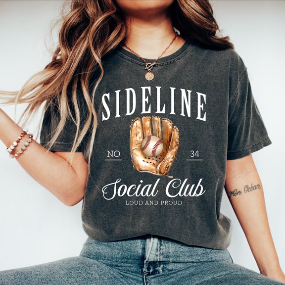 Simple Fit Sideline Social Club Mom Shirt, Baseball Mom Shirt With Number, Baseball Game Day Shirt, Baseball Mama Shirt, Cool Baseball Season Gift All Size S-5Xl