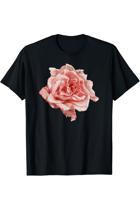 Single Pink Rose Flower Design For Women, Girls, Teens T-Shirt