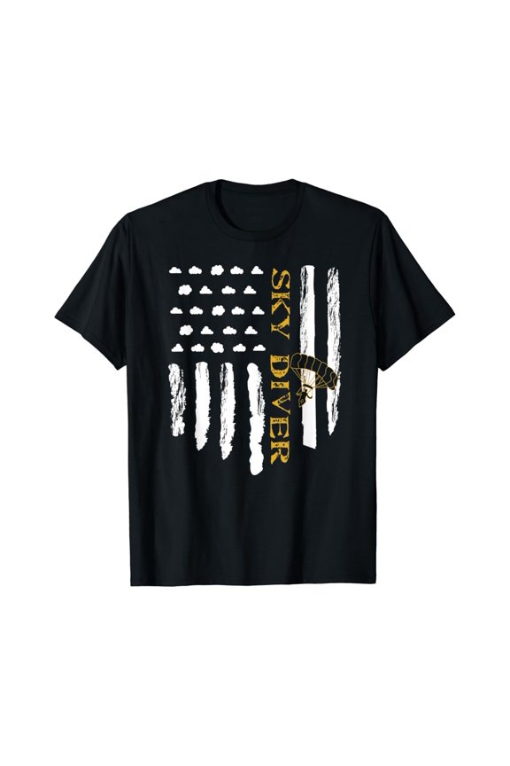 Skydive I Gift Idea For Sky Diving Fans I Usa Flag T-Shirt All Size S-5XL