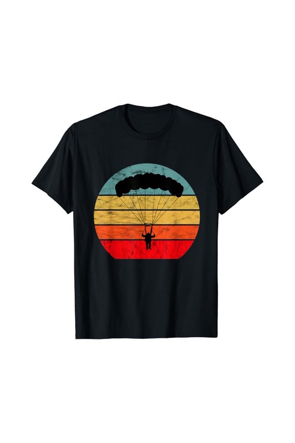 Skydiver Retro Vintage Sunset Skydiving Parachuting Skydive T-Shirt All Size S-5XL