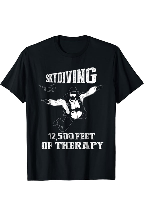 Skydiving 12,500 Feet Of Therapy Skydivers T-Shirt All Size S-5XL