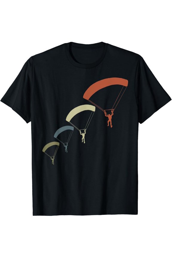 Skydiving Retro Vintage Parachuting Sunset Skydive T-Shirt All Size S-5XL
