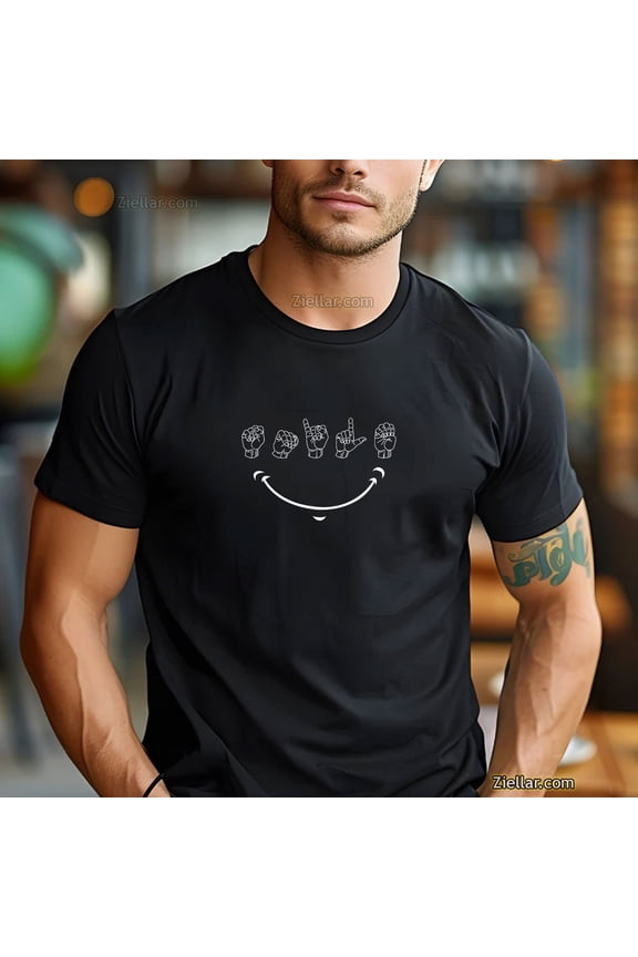 Smile Shirt American Sign Language Asl Tee Gift For Deaf Hearing Impaired All Size S-5Xl