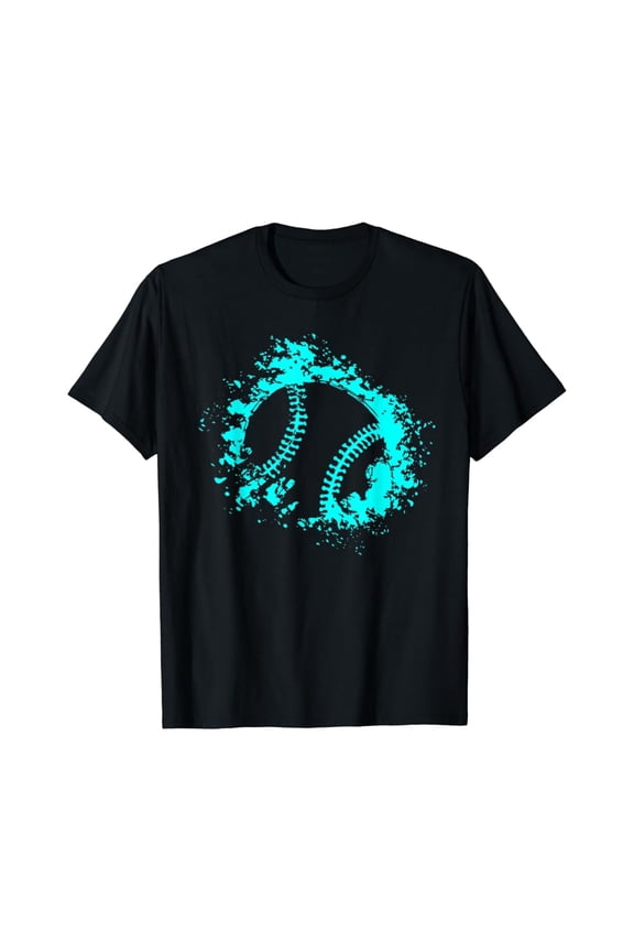 Softball Girls Distressed Ball Teal & Black T-Shirt All Size S-5Xl