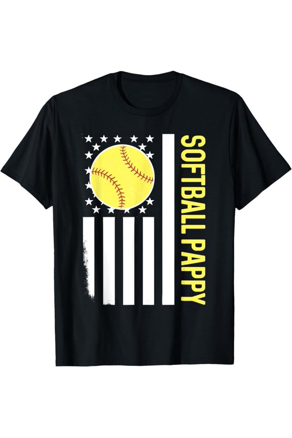 Softball Pappy Softball Player Us Flag T-Shirt All Size S-5Xl