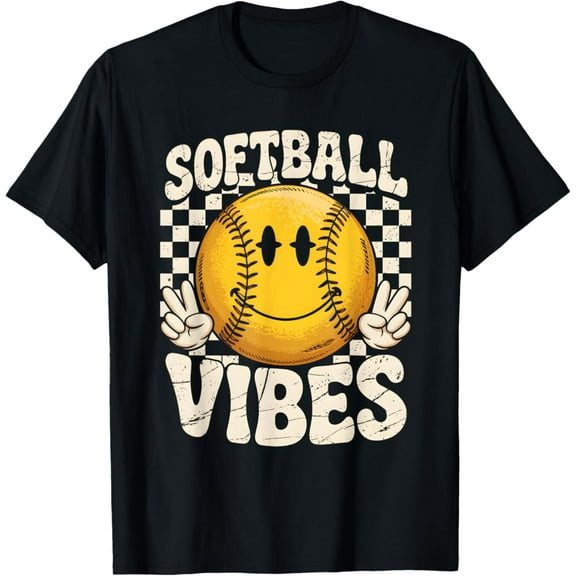 Simple Fit Softball Vibes Softball Retro Groovy Game Day Girls Women T-Shirt All Size S-5Xl