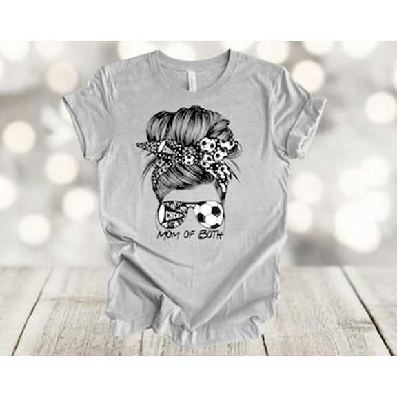 Simple Fit Sports Shirt, Messy Bun, Mom Of Both, Soccer Mom, Cheer Mom, Soft Unisex Shirt, Plus Sizes Available All Size S-5XL