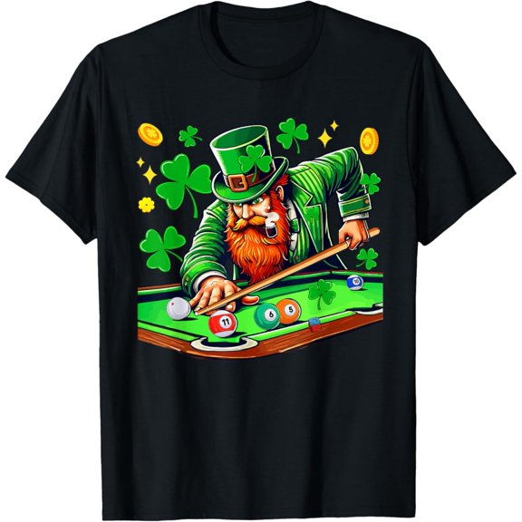 Simple Fit St. Patrick'S Day Boy Playing Billiards Player Team Lover T-Shirt All Size S-5Xl