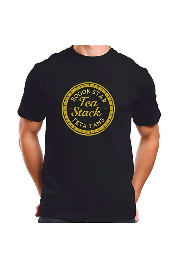 Star Tea Stack Cotton Short Sleeve T-Shirt - Vibrant Yellow Circular -All-Cotton All Size S-5Xl