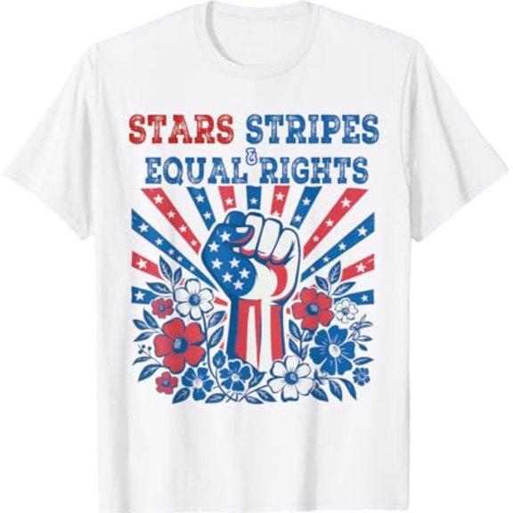 Simple Fit Stars Stripes And Equal Rights 4Th July Patriotic Activist T-Shirt All Size S-5XL
