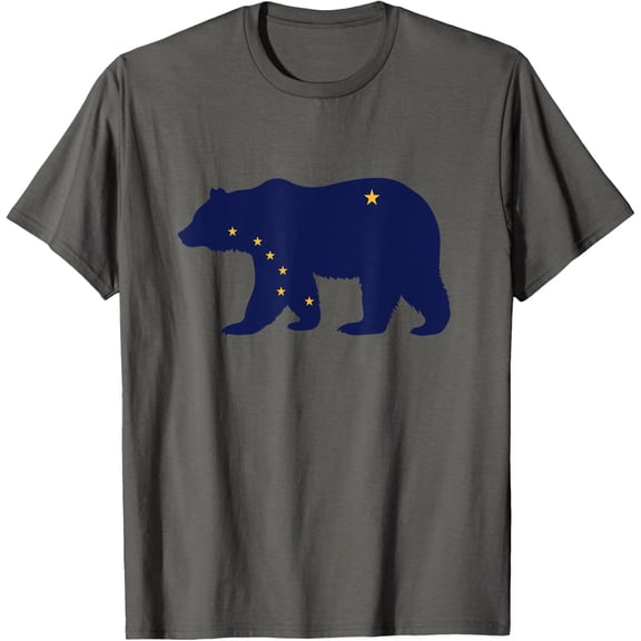 Simple Fit State Of Alaska Flag Bear Style Patriotic Alaskan Graphic T-Shirt