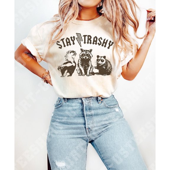 Simple Fit Stay Trashy Shirt, Retro 90S Racoon Shirt, T-Shirts, Lover Gifts, Graphic Shirts, Graphic Tees All Size S-5Xl
