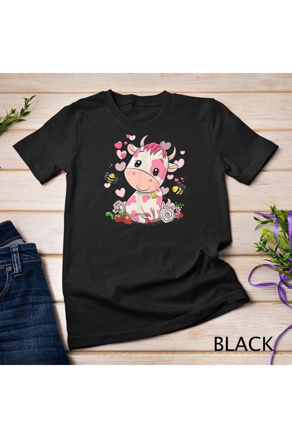 Strawberry Cow, Cute Cow, Pink Cow Pet T-Shirt Unisex T-Shirt Gift For Him/Her Gift For Him/Her