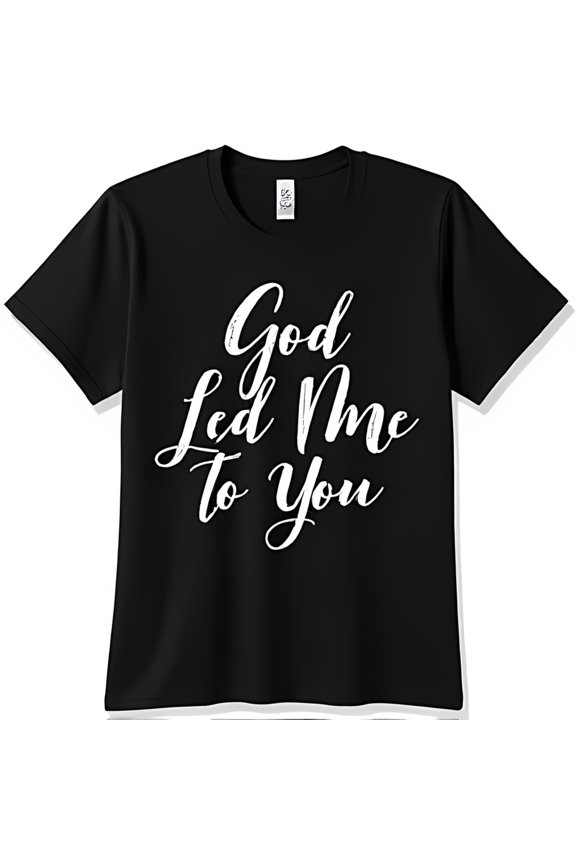 Stylish Black T-Shirt With God Led Me To You Handwritten Graphic Vintage Design All Size S-5Xl