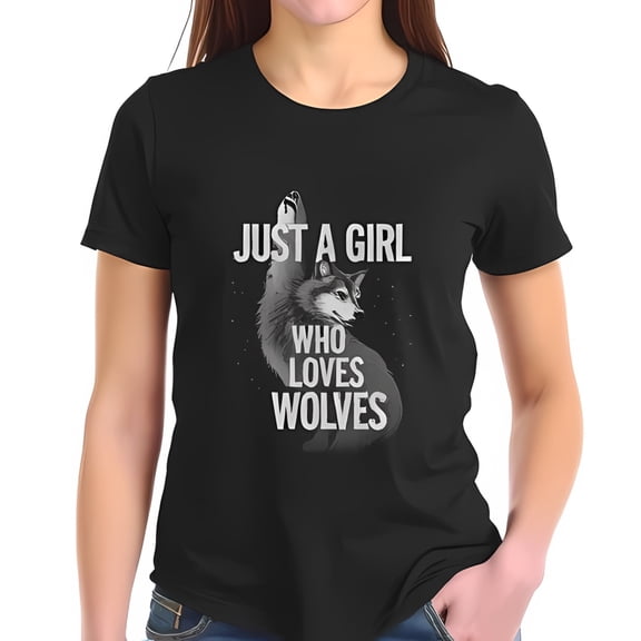 Simple Fit Stylish Cotton Short Sleeve T-Shirt With Playful Wolf - A Girl Who-All-Cotton All Size S-5Xl