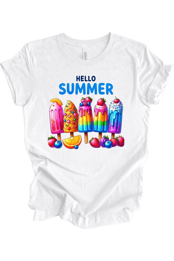Summer Shirt, Hello Summer, Popsicles, Sunshine, Pool Time, Ice Cream, Fruit, Soft Unisex Tee, Plus Sizes Available All Size S-5XL