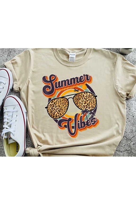 Summer Vibes, Summer Leopard Glasses Shirt, Summer Vibes T-shirt, Beach Shirt, Summer Vacation Shirt, Summer Leopard Print, Summer Vibes