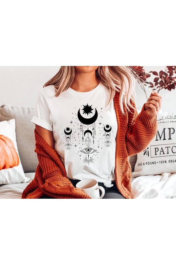 Sun and Moon Shirt, Evil Eye Shirt,All Seeing Eye Spiritual Shirts,Witchy Clothing,Witchy Things,Witchy Clothes,Witchy Shirt,Celestial Shirt