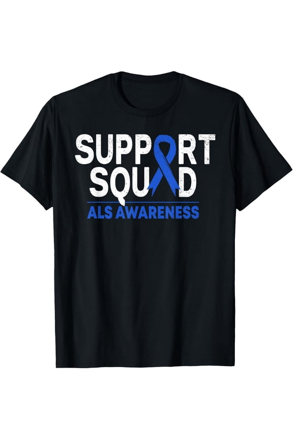 Support Squad Als Awareness Month Blue Ribbon Support Team T-Shirt All Size S-5Xl