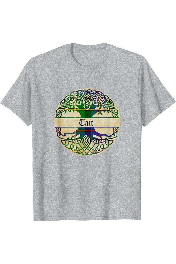 Tait Clan Tartan Tree Of Life Scottish Surname T-Shirt All Size S-5Xl