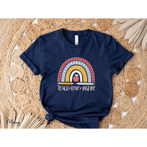 Simple Fit Teach Love Inspire Shirt, Retro Teacher Tee, Back To School Shirt, Gift for Teacher, Kindergarten Teacher Shirt, First Day of School All Size S-5XL