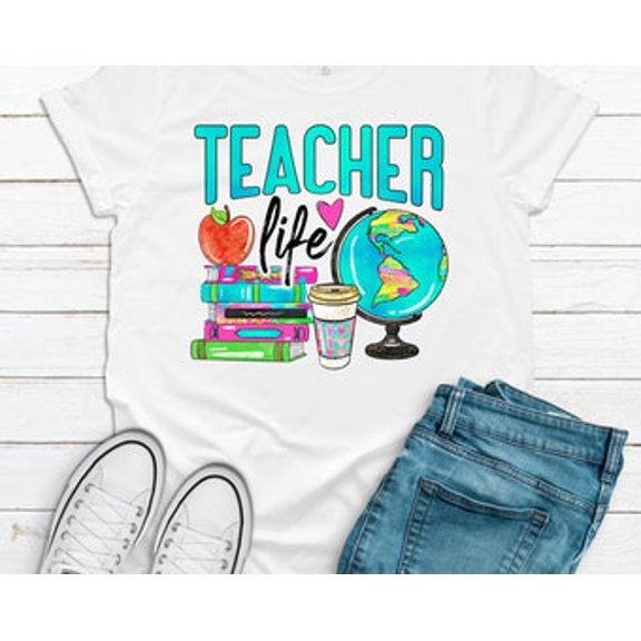 Simple Fit Teacher Gift, Super Cute Teacher Shirt, Teacher Shirt, Books And Globe, Unisex Tee, Soft Tee Shirt, Plus Sizes Available All Size S-5XL