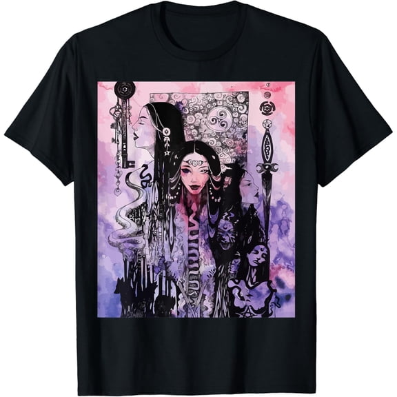 Simple Fit The Goddess Hecate Tarot Card Triple Wiccan Pagan Moon Witch T-Shirt