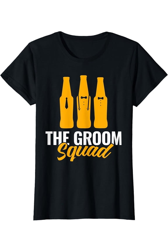 Simple Fit The Groom Squad Sunglasses Wedding Bachelor Party Ladies' Crewneck T-Shirt All Size S-5XL