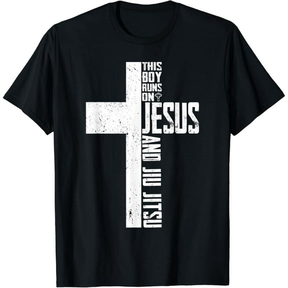 Simple Fit This Boy Runs On Jesus And Jiu Jitsu Christian T-Shirt All Size S-5XL