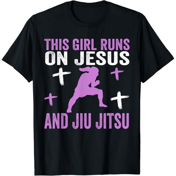 Simple Fit This Girl Runs On Jesus And Jiu Jitsu Christian Daughter T-Shirt All Size S-5XL