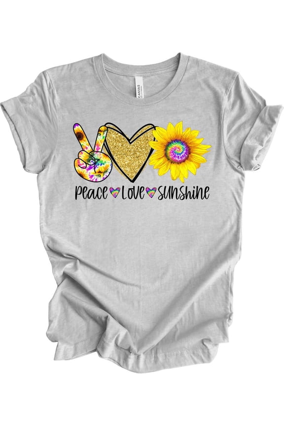 Tie Dye Shirt, Peace Love Sunshine, Unisex Tee, Soft Tee, Plus Size Available, Sunflower Tee, Sunshine Sunflower, Tie Dye Sunflower All Size S-5XL