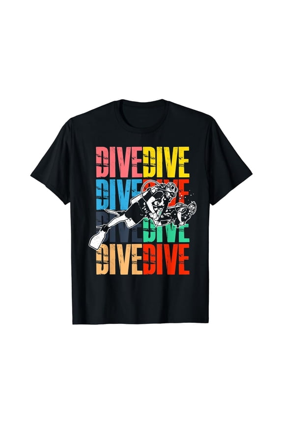 Underwater Sports Diver Gift Idea Colorful Dive Scuba Diving T-Shirt All Size S-5XL