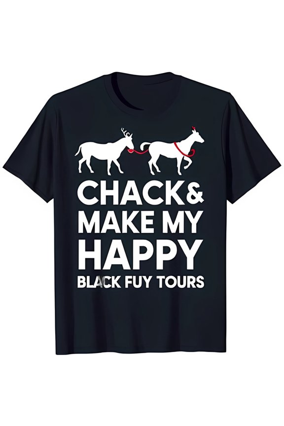 Unique Black T-Shirt With Graphic & Fun 'Chack & My Happy Black Fuy ' Print All Size S-5Xl
