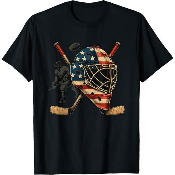 Simple Fit Usa Goalie Helmet Ice Hockey Shirt 4Th Of Ju Sportswear T-Shirt All Size S-5Xl