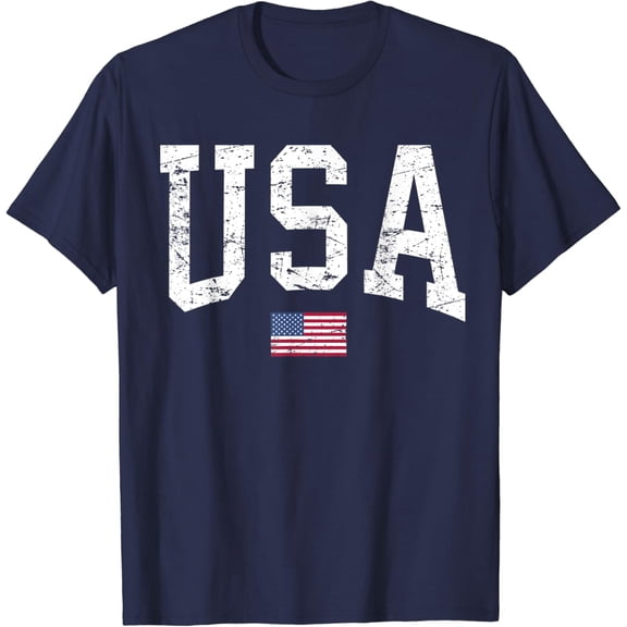 Simple Fit Usa Shirt Women Men Patriotic American Flag Distressed T-Shirt