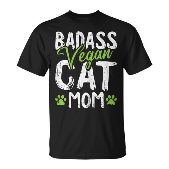 Simple Fit Vegan Cat Mom Mothersday Badass Mama Paw Print Kitten Lover Gift For Womens Unisex T Shirt Gift For Him/Her