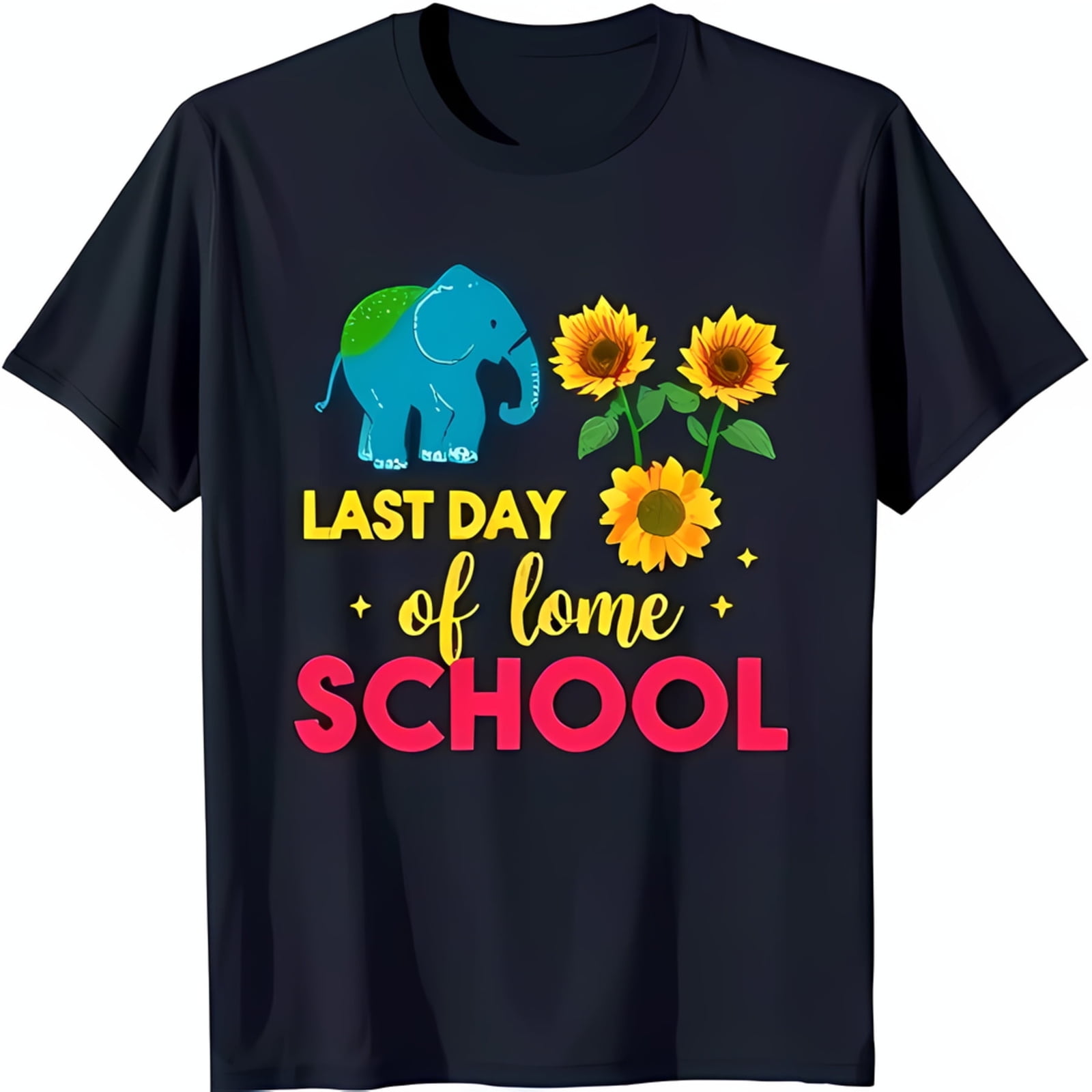 Simple Fit Vibrant Elephant Sunflower Graphic On Black T Shirt For Simple Fit Vibrant Elephant Sunflower Graphic On Black T Shirt For