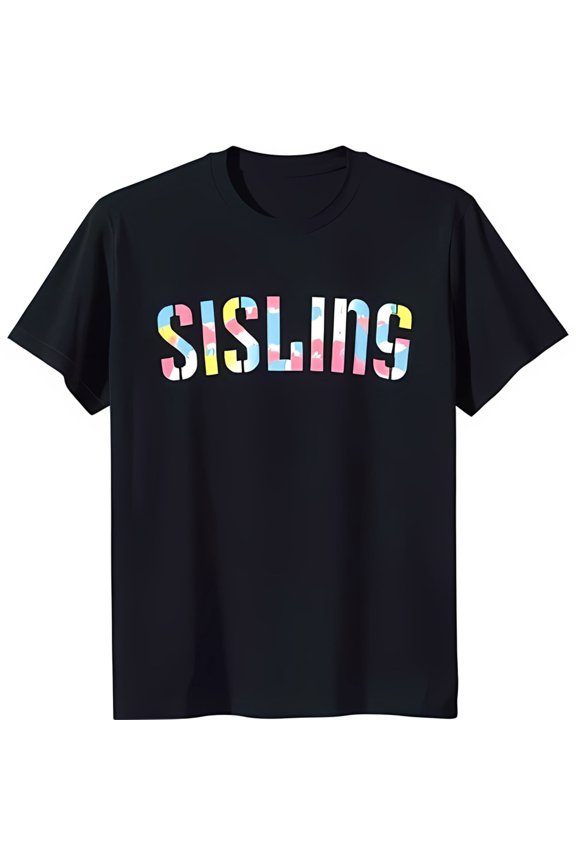 Vibrant Rainbow 'Sislins' Graphic Black T-Shirtable Neck Style All Size S-5Xl
