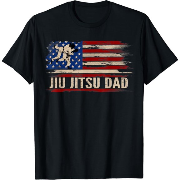 Simple Fit Vintage BJJ Jiu-Jitsu Dad American USA Flag Sports Gift T-Shirt All Size S-5XL